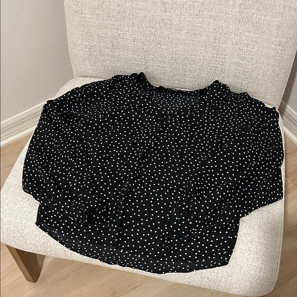Express Black and White Polka Dot Blouse
